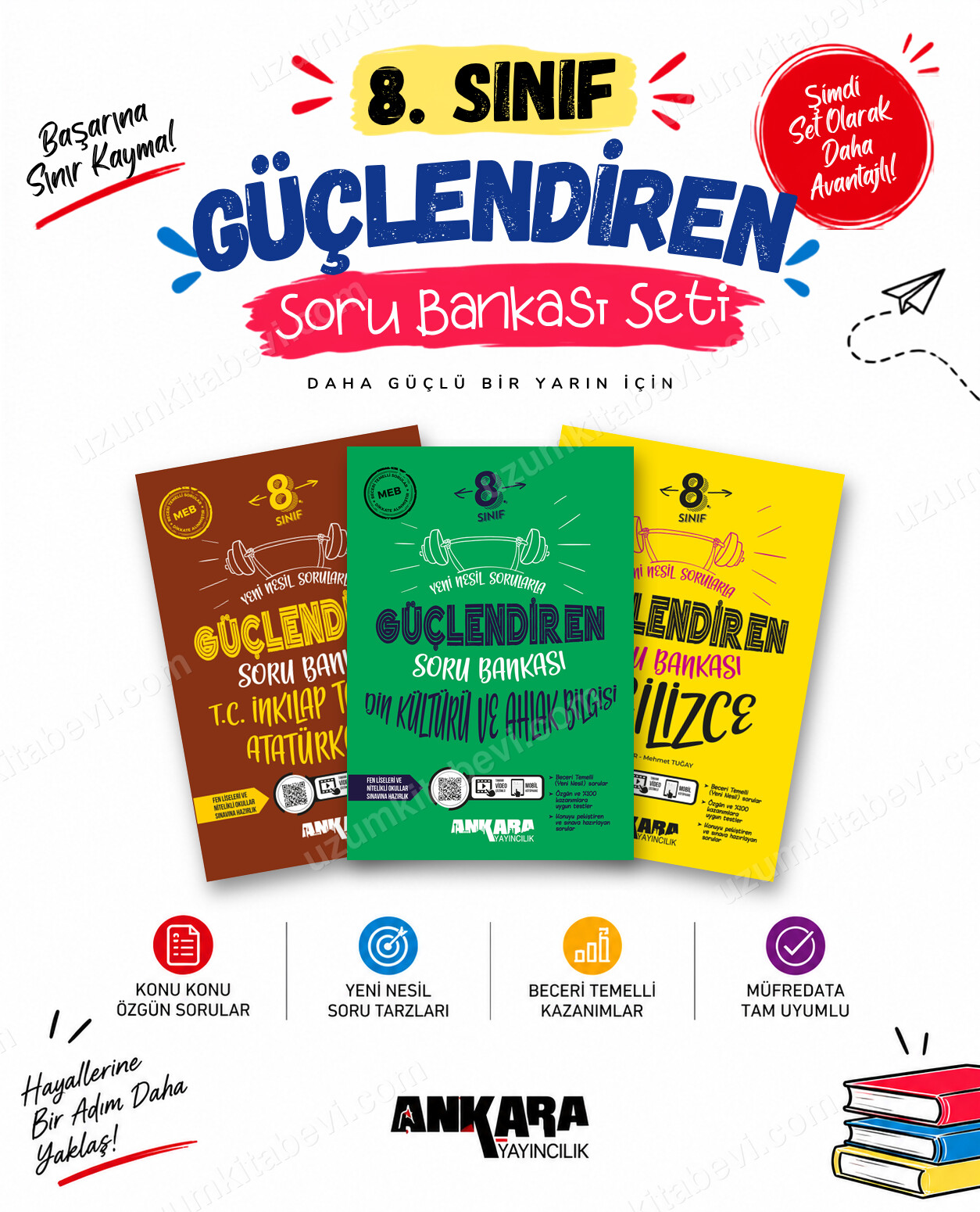 Ankara Yayıncılık 8. Sınıf İnkılap Tarihi-Din Kültürü-İngilizce Güçlendiren Soru Bankası Seti (3 Kitap) - Ankara Yayıncılık kitap kapağı