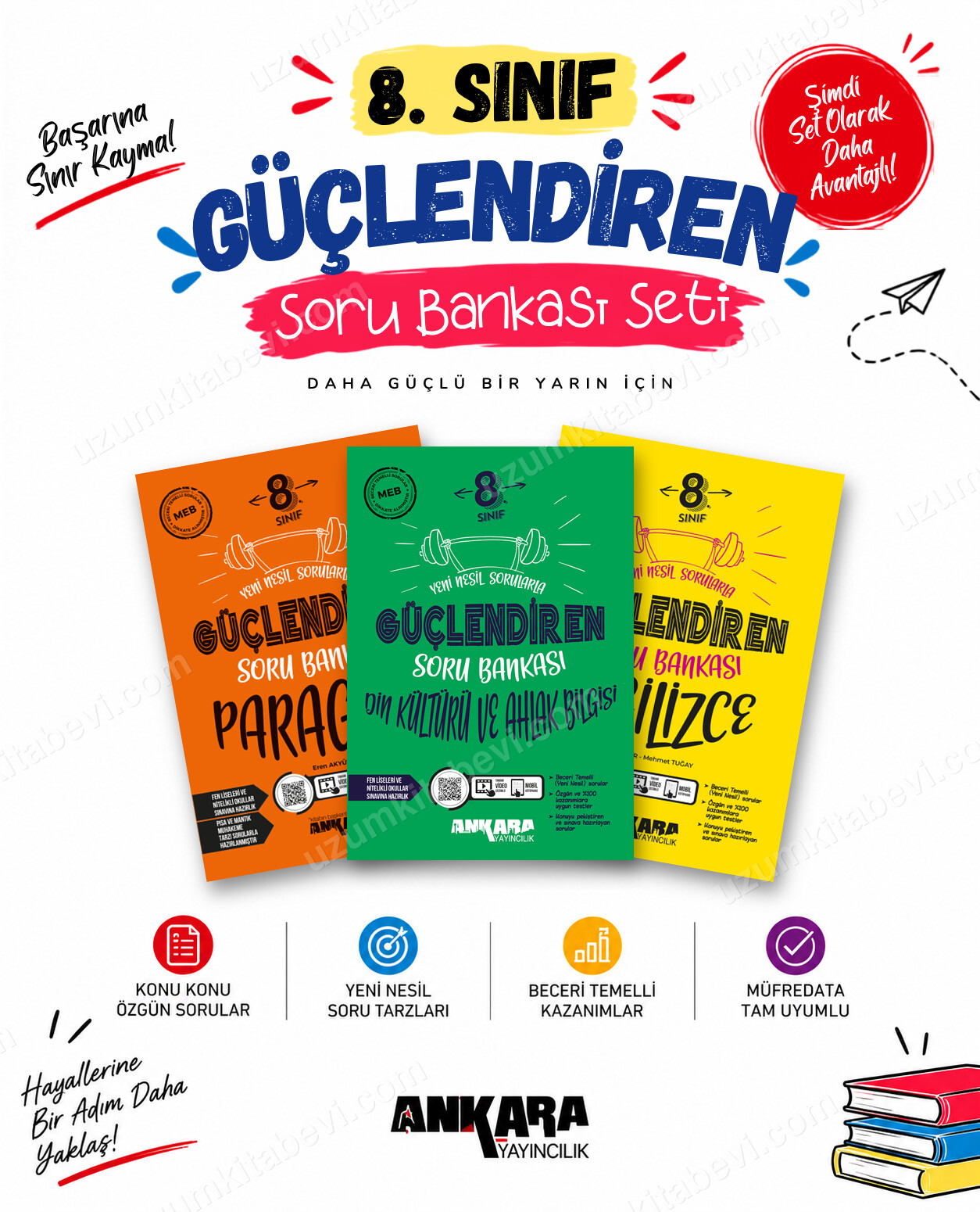Ankara Yayıncılık 8. Sınıf Paragraf-Din Kültürü-İngilizce Güçlendiren Soru Bankası Seti (3 Kitap) - Ankara Yayıncılık kitap kapağı