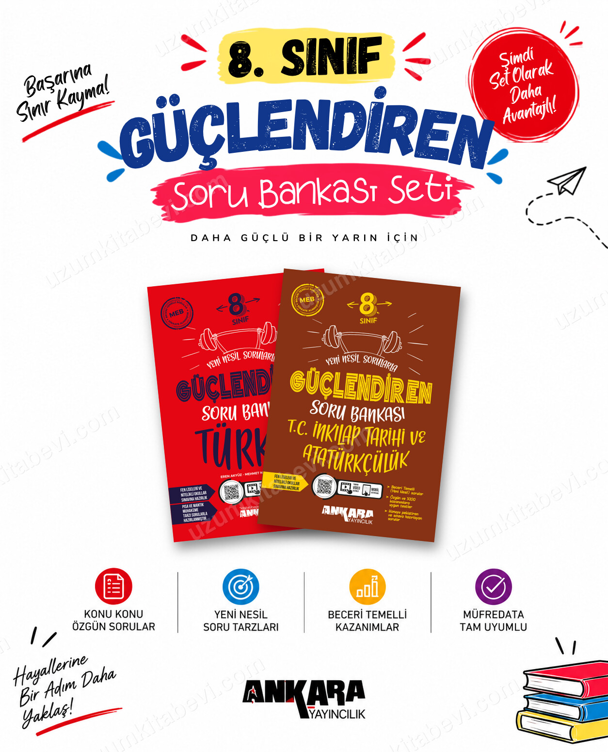 Ankara Yayıncılık 8. Sınıf Türkçe-İnkılap Tarihi Güçlendiren Soru Bankası Seti (2 Kitap) - Ankara Yayıncılık kitap kapağı