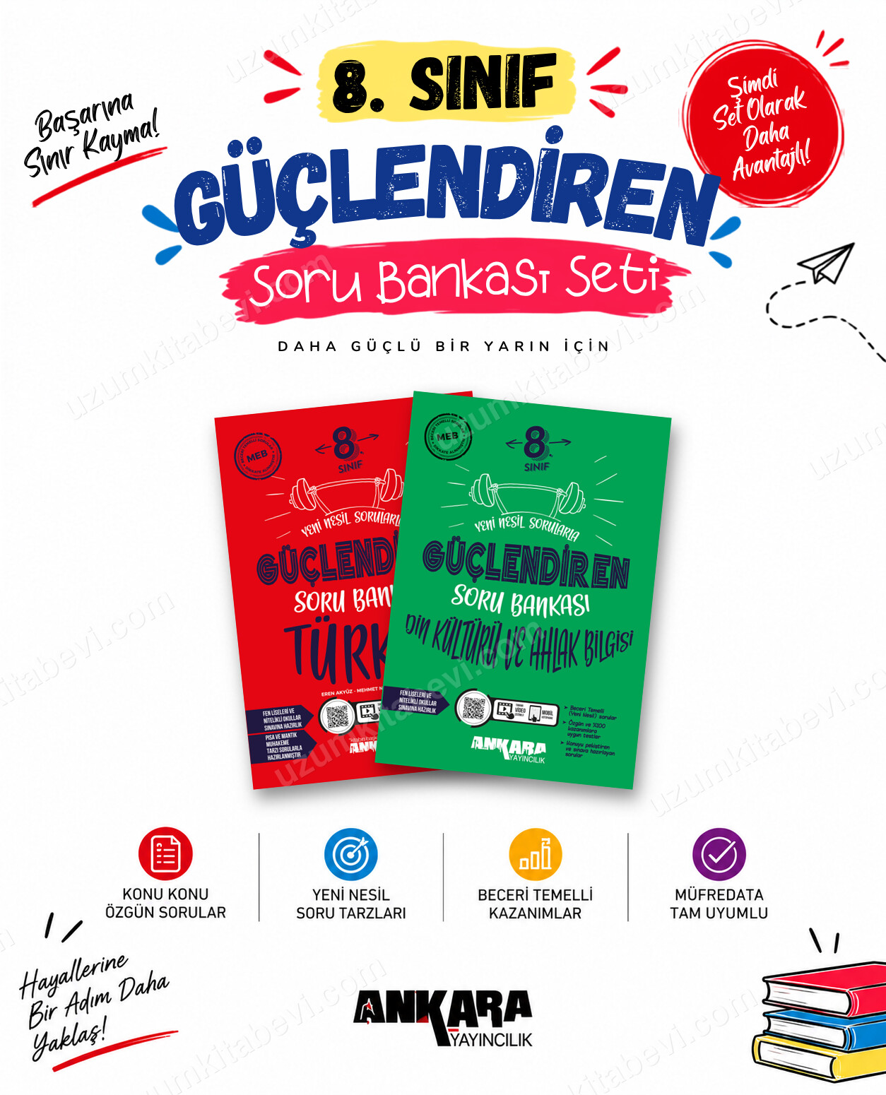 Ankara Yayıncılık 8. Sınıf Türkçe-Din Kültürü Güçlendiren Soru Bankası Seti (2 Kitap) - Ankara Yayıncılık kitap kapağı