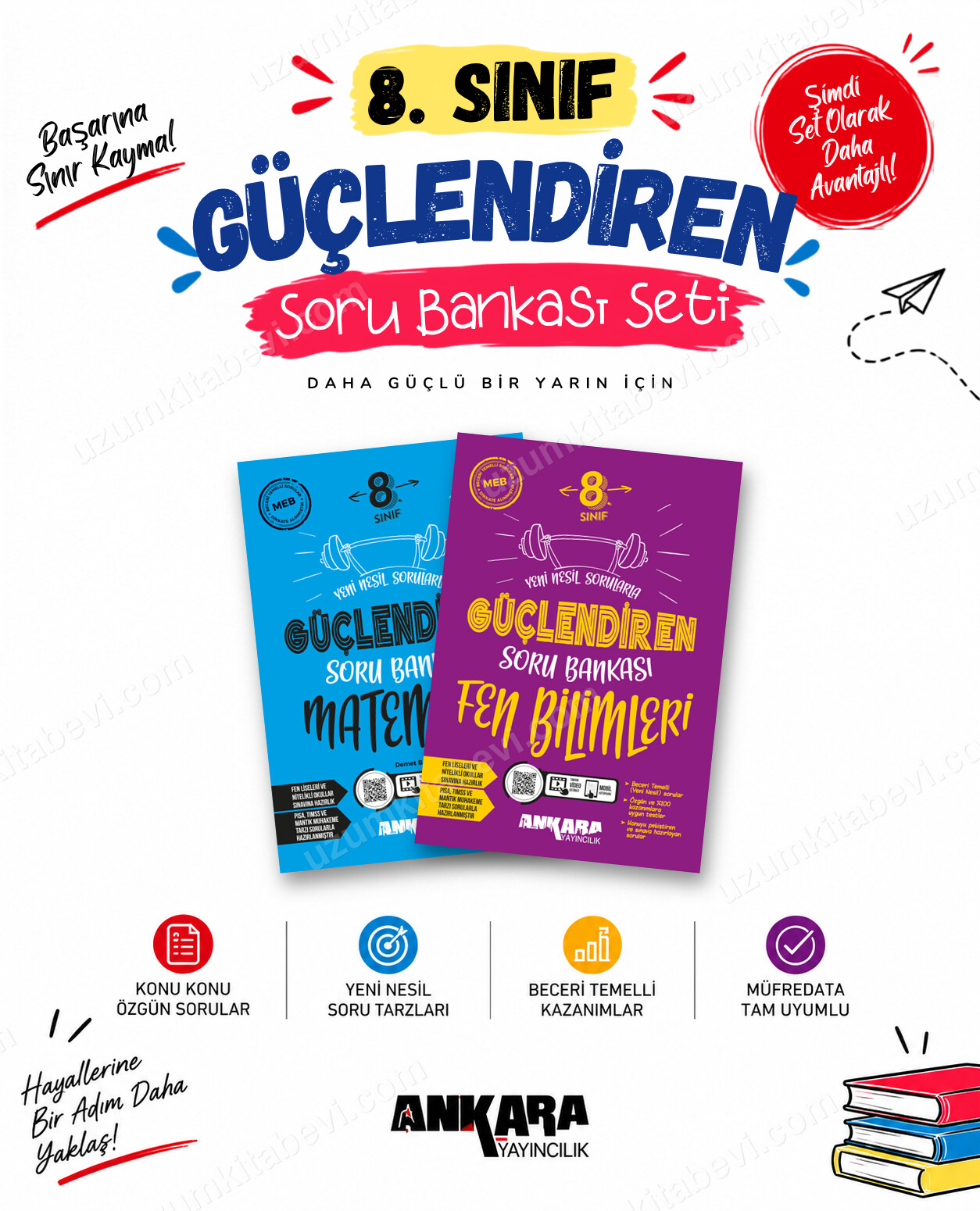 Ankara Yayıncılık 8. Sınıf Matematik-Fen Bilimleri Güçlendiren Soru Bankası Seti (2 Kitap) - Ankara Yayıncılık kitap kapağı