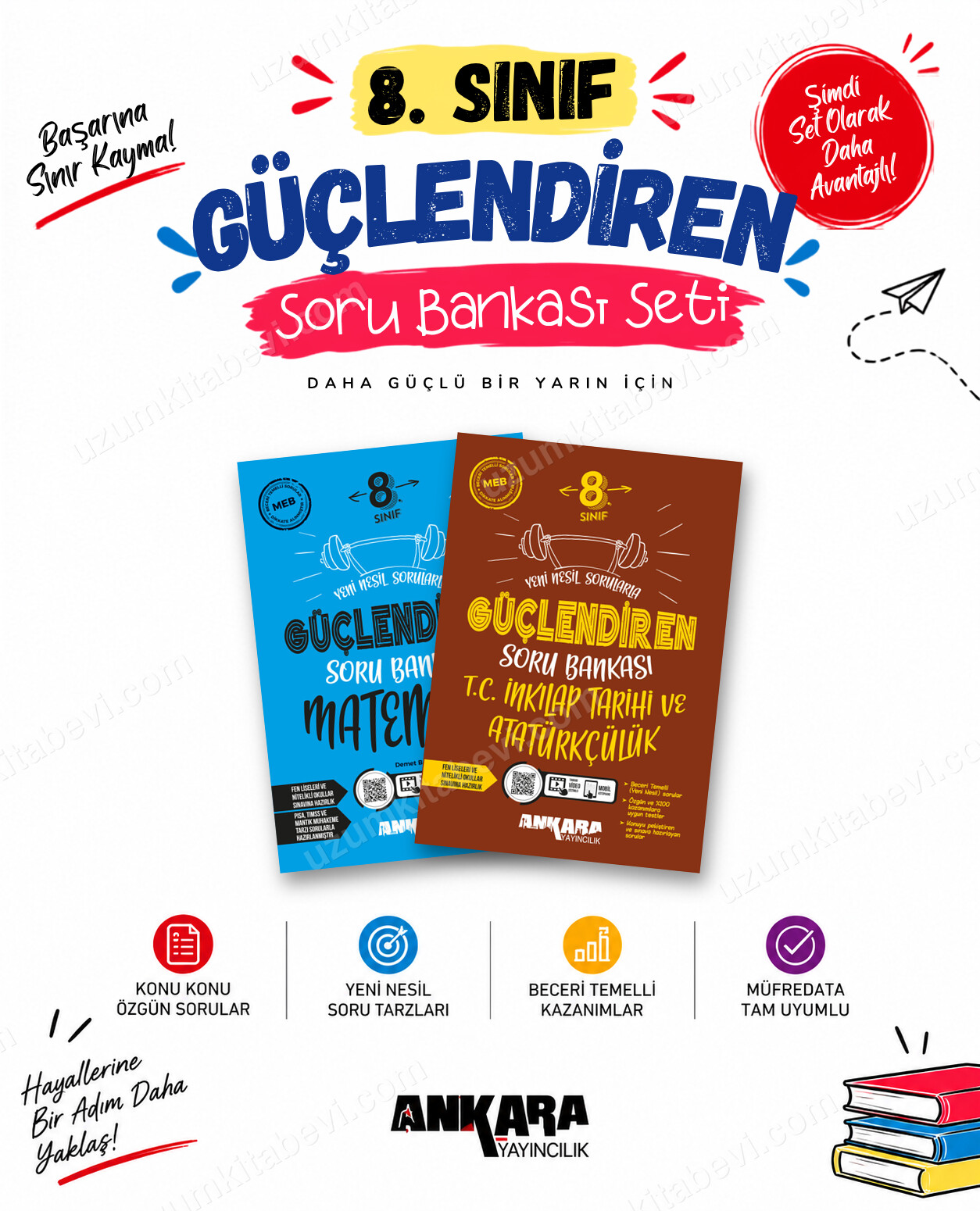 Ankara Yayıncılık 8. Sınıf Matematik-İnkılap Tarihi Güçlendiren Soru Bankası Seti (2 Kitap) - Ankara Yayıncılık kitap kapağı