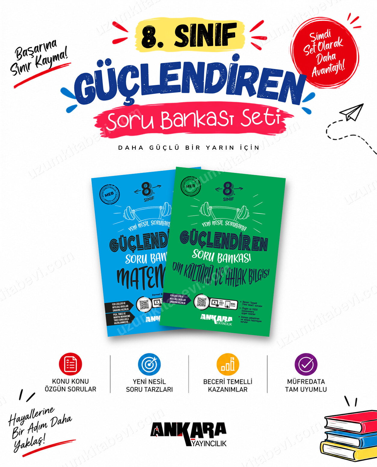Ankara Yayıncılık 8. Sınıf Matematik-Din Kültürü Güçlendiren Soru Bankası Seti (2 Kitap) - Ankara Yayıncılık kitap kapağı