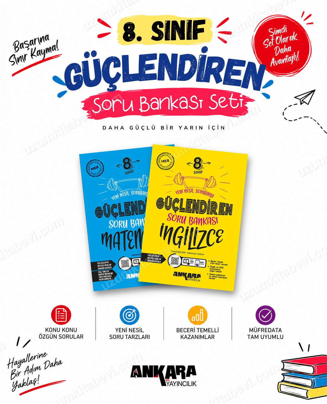 Ankara Yayıncılık 8. Sınıf Matematik-İngilizce Güçlendiren Soru Bankası Seti (2 Kitap) - Ankara Yayıncılık kitap kapağı
