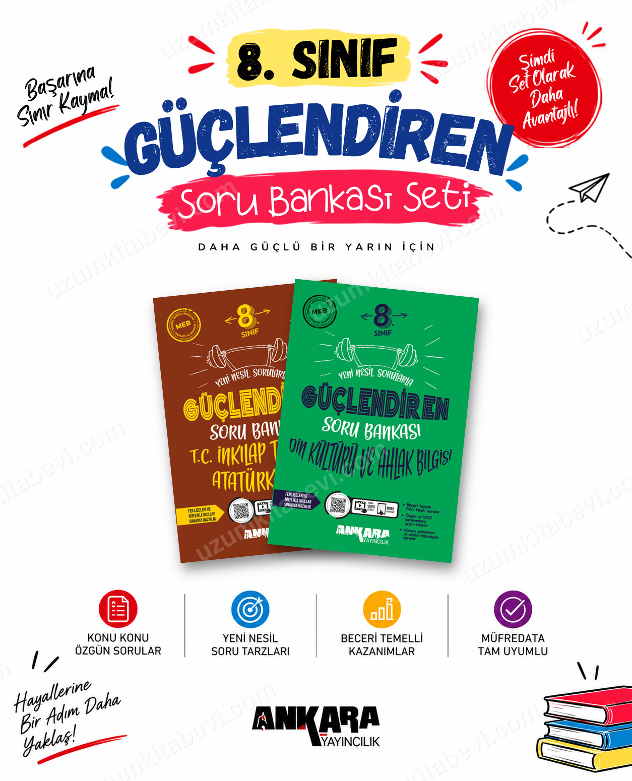 Ankara Yayıncılık 8. Sınıf İnkılap Tarihi-Din Kültürü Güçlendiren Soru Bankası Seti (2 Kitap) - Ankara Yayıncılık kitap kapağı