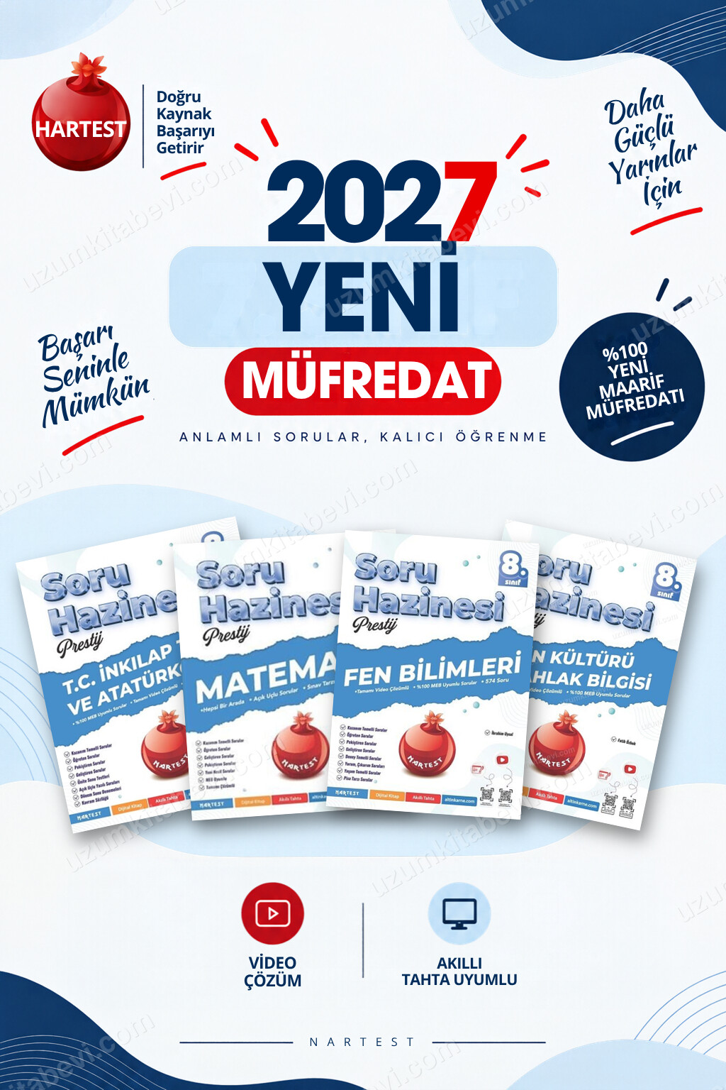 Nartest Yayınevi 8. Sınıf İnkılap Tarihi-Matematik-Fen Bilimleri-Din Kültürü Soru Bankası Seti (4 Kitap) - Nartest Yayınevi kitap kapağı
