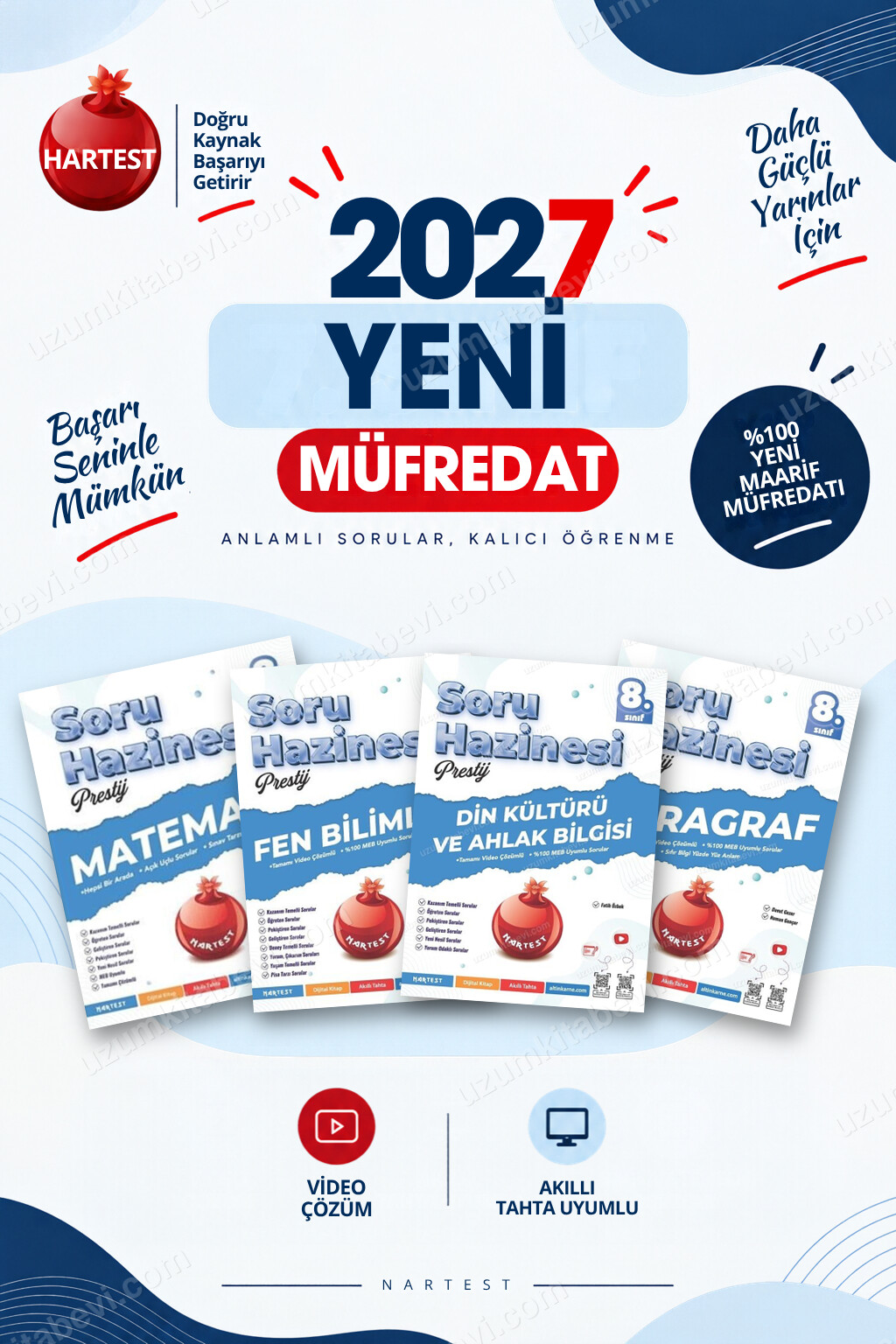 Nartest Yayınevi 8. Sınıf Matematik-Fen Bilimleri-Din Kültürü-Paragraf Soru Bankası Seti (4 Kitap) - Nartest Yayınevi kitap kapağı