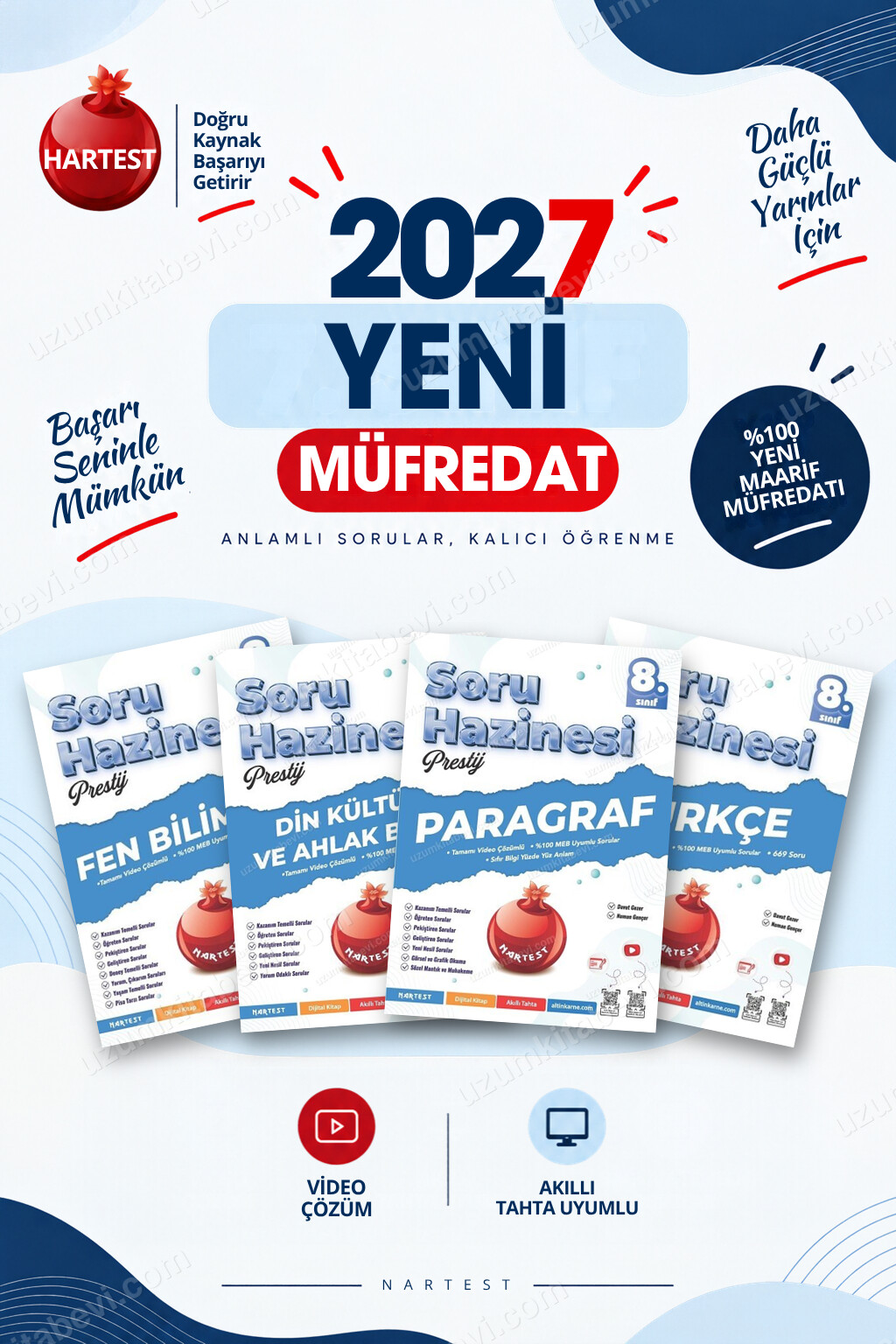 Nartest Yayınevi 8. Sınıf Fen Bilimleri-Din Kültürü-Paragraf-Türkçe Soru Bankası Seti (4 Kitap) - Nartest Yayınevi kitap kapağı