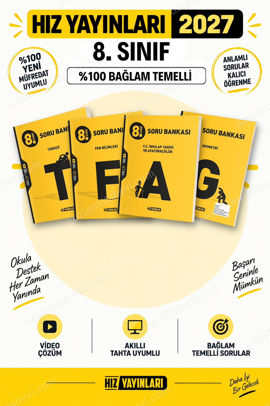 Hız Yayınları 2027 8. Sınıf Türkçe-Fen-İnkılap-Geometri LGS Güncel Müfredat Soru Bankası Seti - Hız Yayınları kitap kapağı
