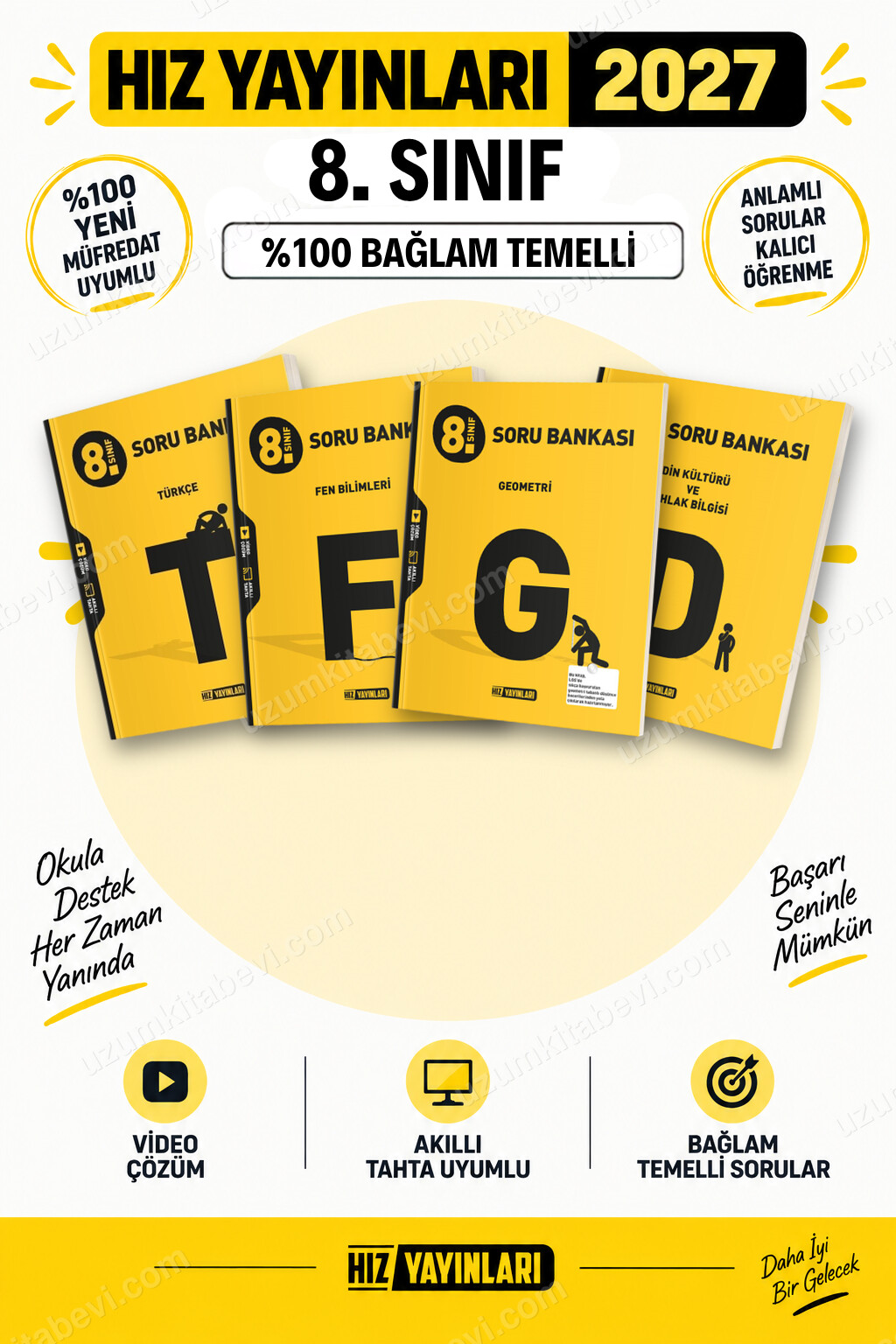 Hız Yayınları 2027 8. Sınıf Türkçe-Fen-Geometri-Din LGS Güncel Müfredat Soru Bankası Seti - Hız Yayınları kitap kapağı