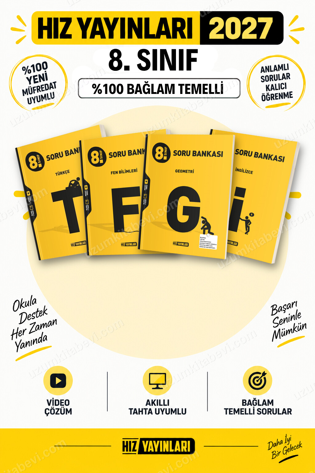 Hız Yayınları 2027 8. Sınıf Türkçe-Fen-Geometri-İngilizce LGS Güncel Müfredat Soru Bankası Seti - Hız Yayınları kitap kapağı