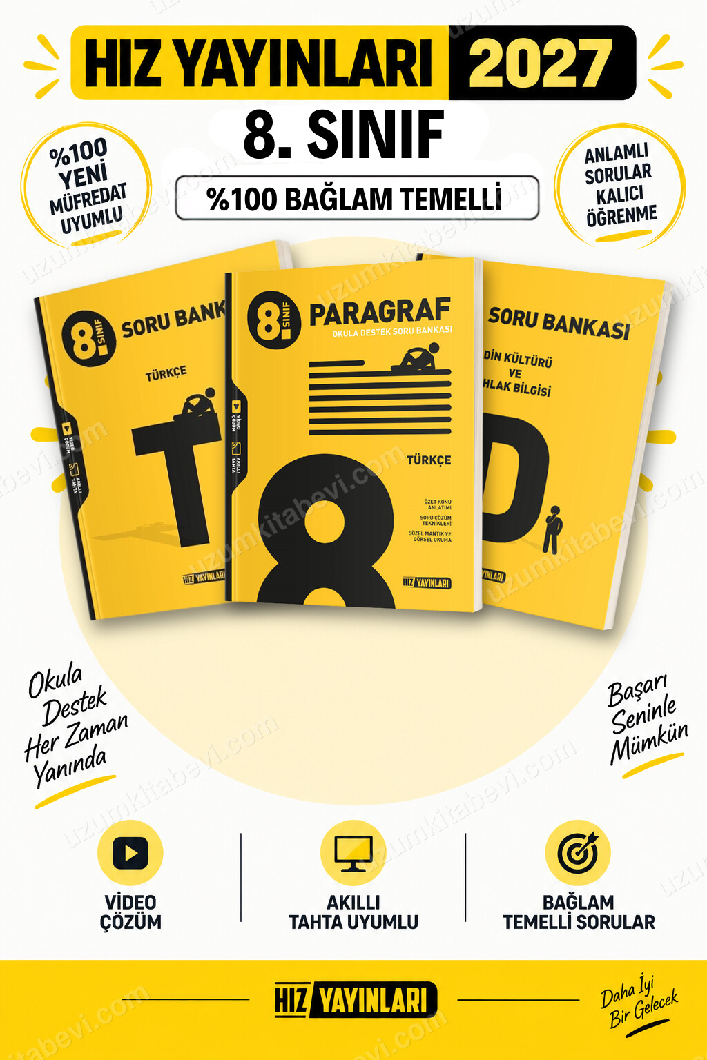 Hız Yayınları 2027 8. Sınıf Türkçe-Paragraf-Din Kültürü LGS Güncel Müfredat Soru Bankası Seti - Hız Yayınları kitap kapağı