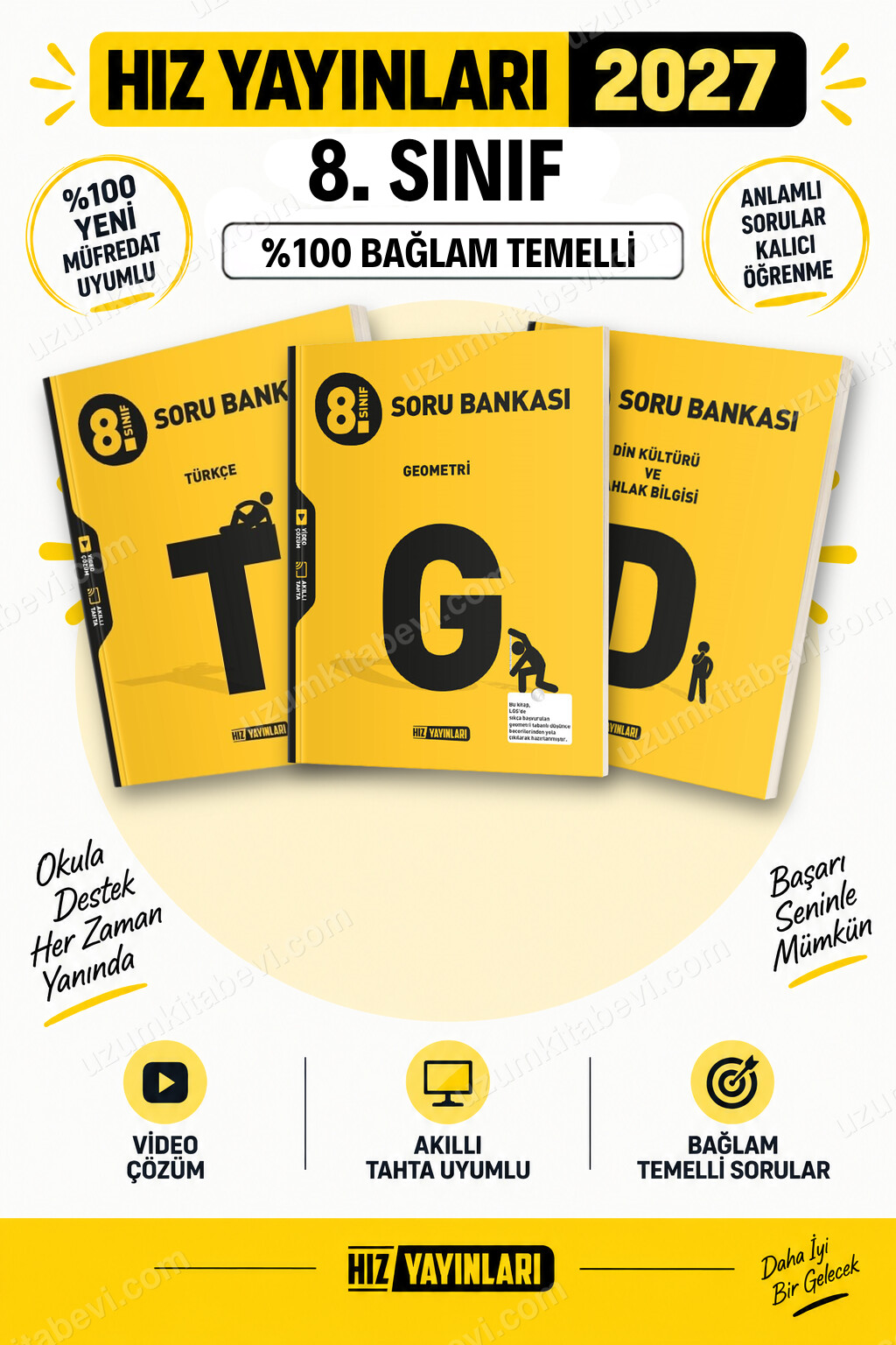 Hız Yayınları 2027 8. Sınıf Türkçe-Geometri-Din Kültürü LGS Güncel Müfredat Soru Bankası Seti - Hız Yayınları kitap kapağı