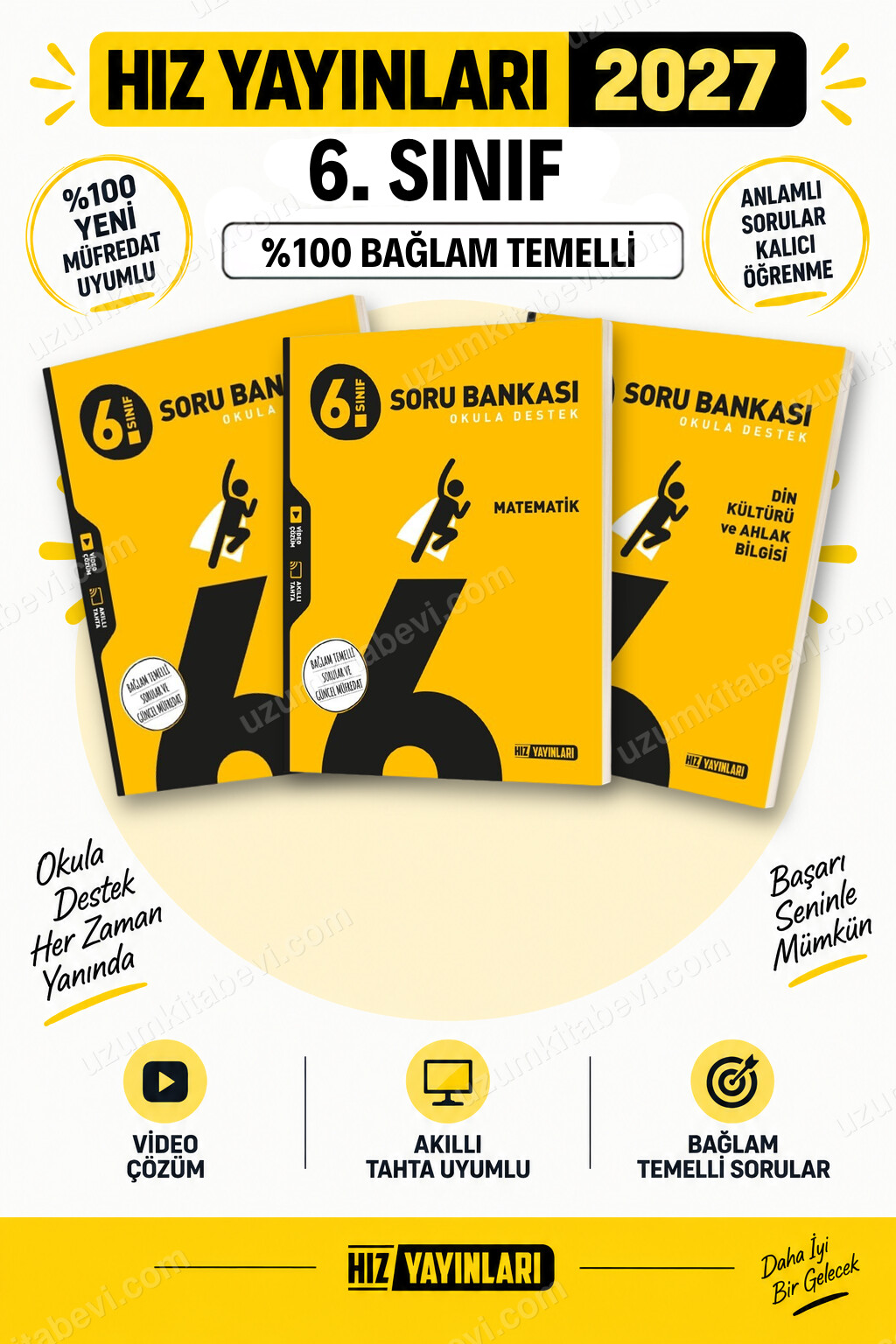 Hız Yayınları 2027 6. Sınıf Türkçe-Matematik-Din Kültürü Maarif Yeni Müfredat Soru Bankası Seti - Hız Yayınları kitap kapağı