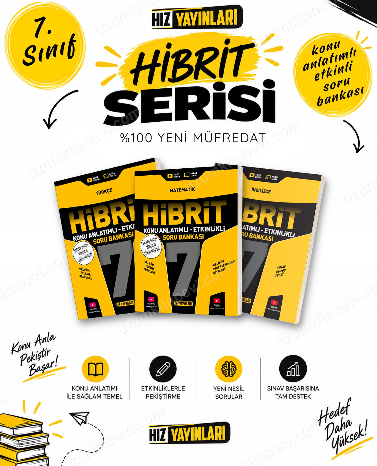 Hız Yayınları 2027 7. Sınıf Türkçe-Matematik-İngilizce Maarif Yeni Müfredat Hibrit Soru Bankası Seti - Hız Yayınları kitap kapağı
