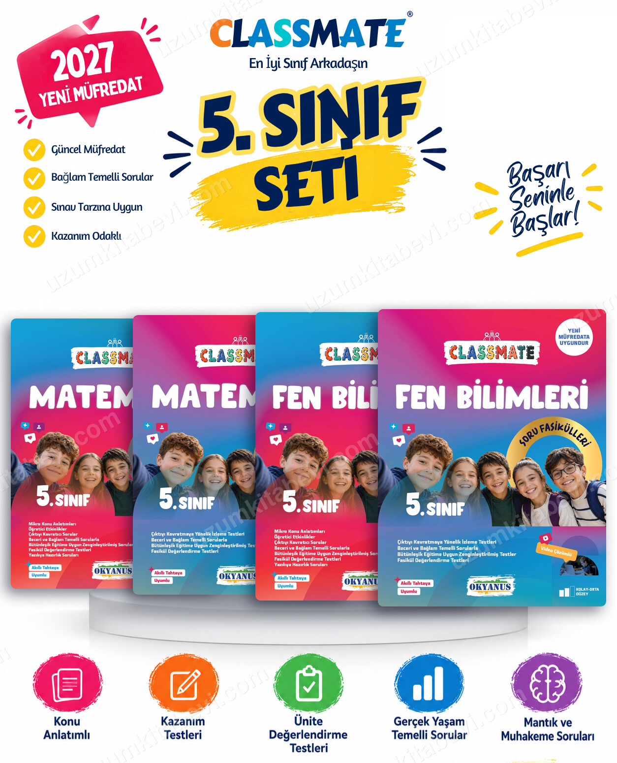 Okyanus Yayıncılık 2027 5. Sınıf Classmate Matematik-Fen Bilimleri Maarif Model Konu Anlatım ve Soru Fasikülleri Seti (4 Kitap) - Okyanus Yayıncılık kitap kapağı
