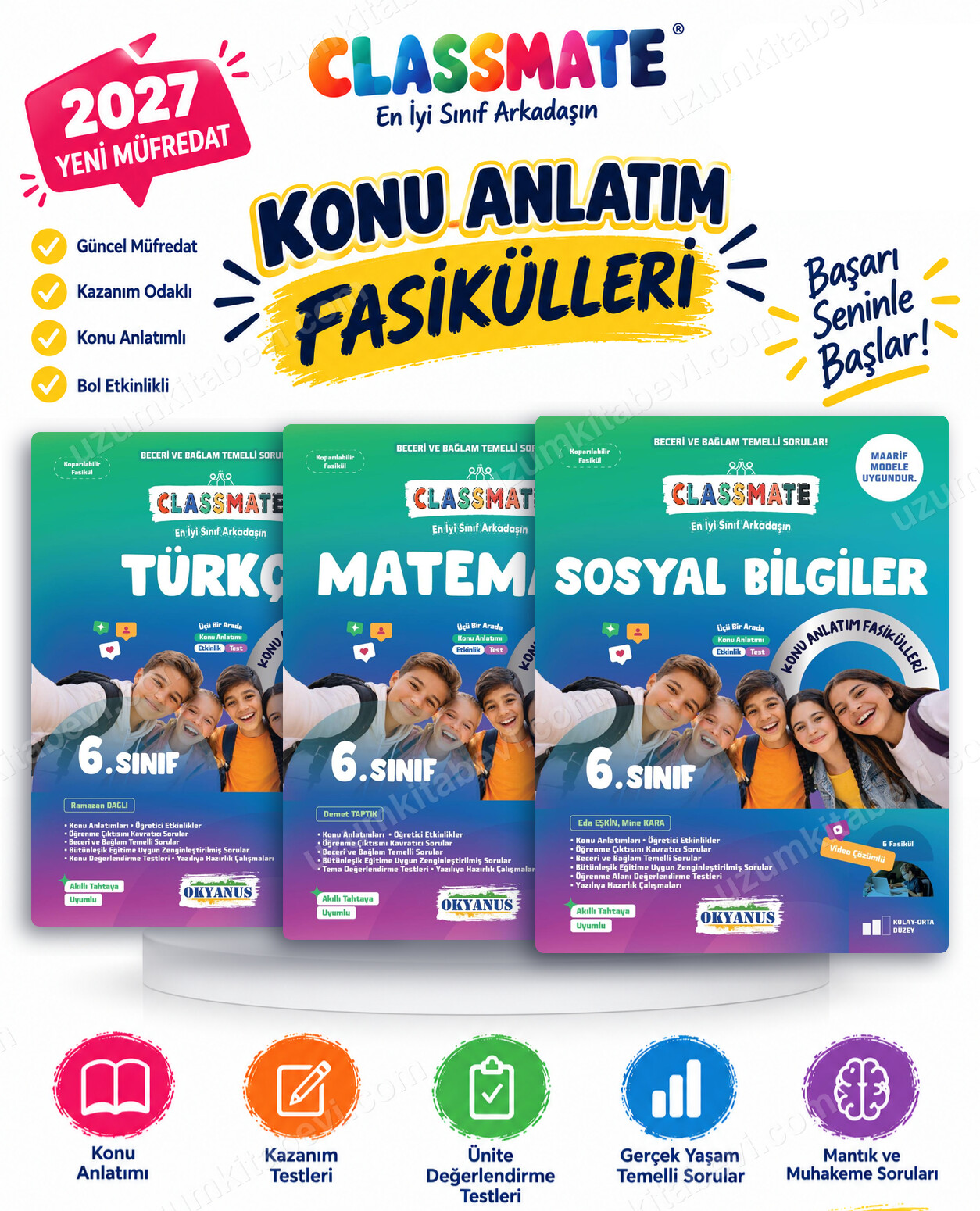 Okyanus Yayıncılık 2027 6. Sınıf Classmate Türkçe-Matematik-Sosyal Bilgiler Maarif Model Konu Anlatım Fasikülleri Seti (3 Kitap) - Okyanus Yayıncılık kitap kapağı