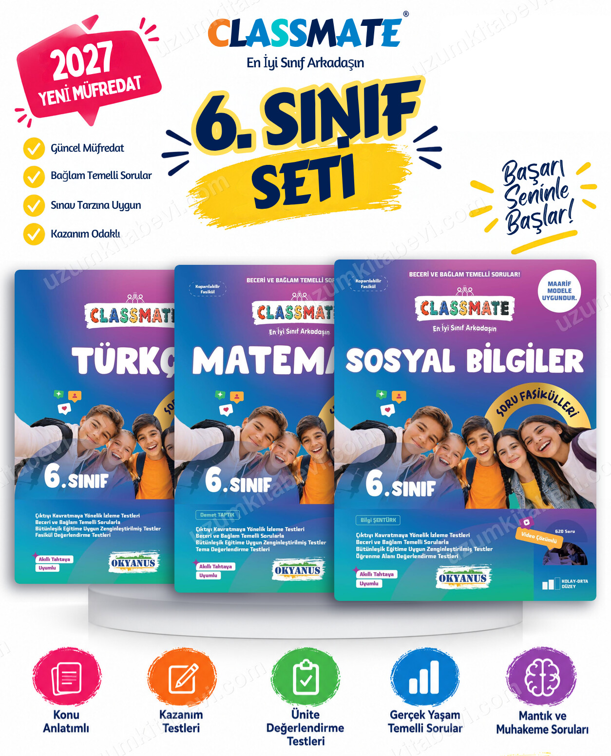 Okyanus Yayıncılık 2027 6. Sınıf Classmate Türkçe-Matematik-Sosyal Bilgiler Maarif Model Soru Fasikülleri Seti (3 Kitap) - Okyanus Yayıncılık kitap kapağı