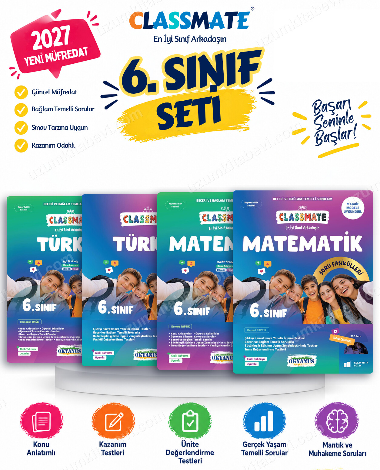 Okyanus Yayıncılık 2027 6. Sınıf Classmate Türkçe-Matematik Maarif Model Konu Anlatım ve Soru Fasikülleri Seti (4 Kitap) - Okyanus Yayıncılık kitap kapağı