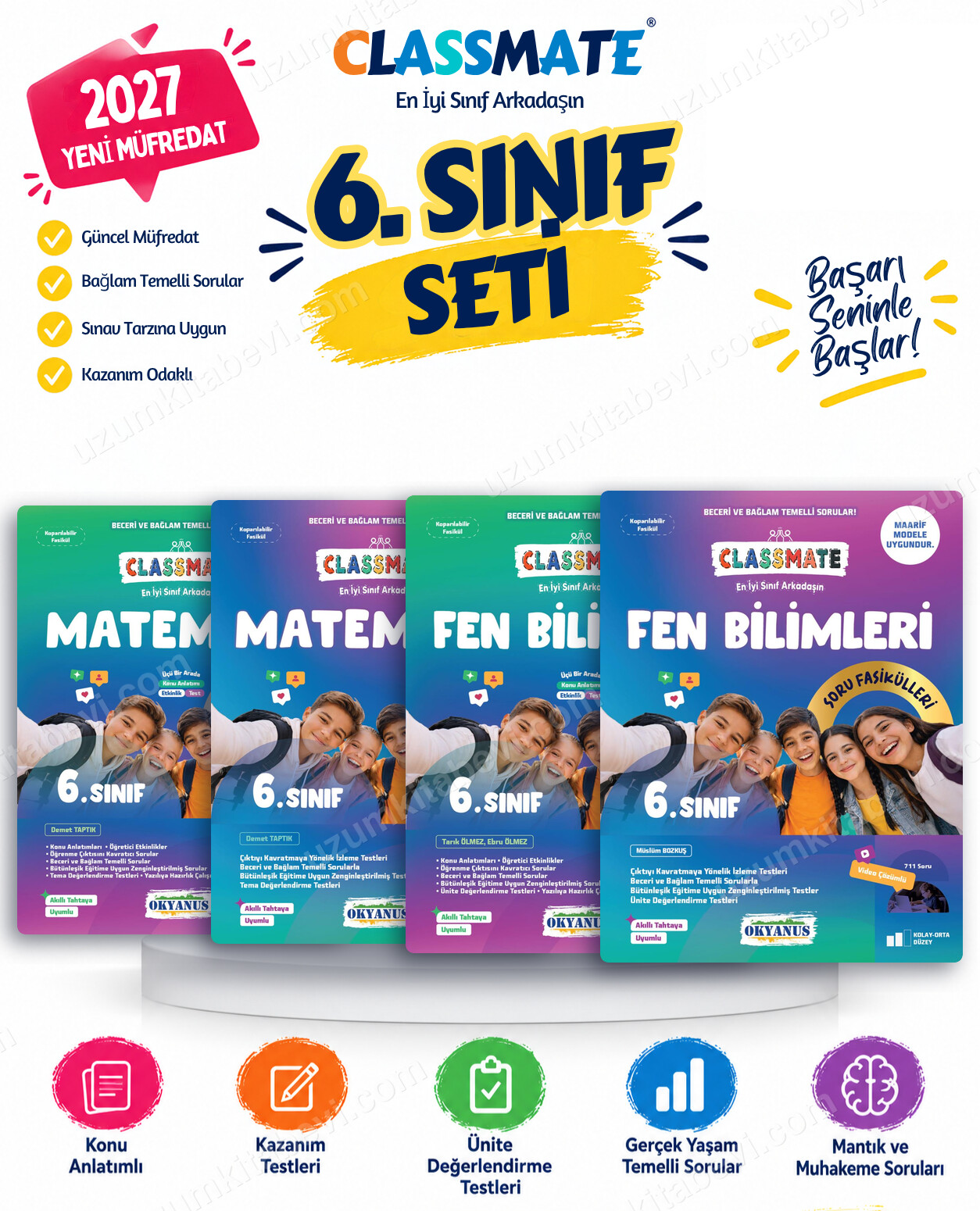 Okyanus Yayıncılık 2027 6. Sınıf Classmate Matematik-Fen Bilimleri Maarif Model Konu Anlatım ve Soru Fasikülleri Seti (4 Kitap) - Okyanus Yayıncılık kitap kapağı