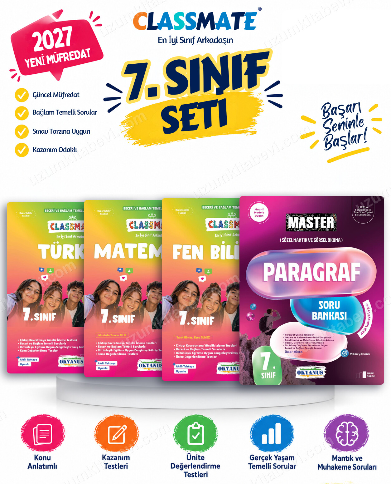 Okyanus Yayıncılık 2027 7. Sınıf Classmate Türkçe-Matematik-Fen Bilimleri Maarif Model Soru Fasikülleri ve Master Paragraf Soru Bankası Seti (4 Kitap) - Okyanus Yayıncılık kitap kapağı