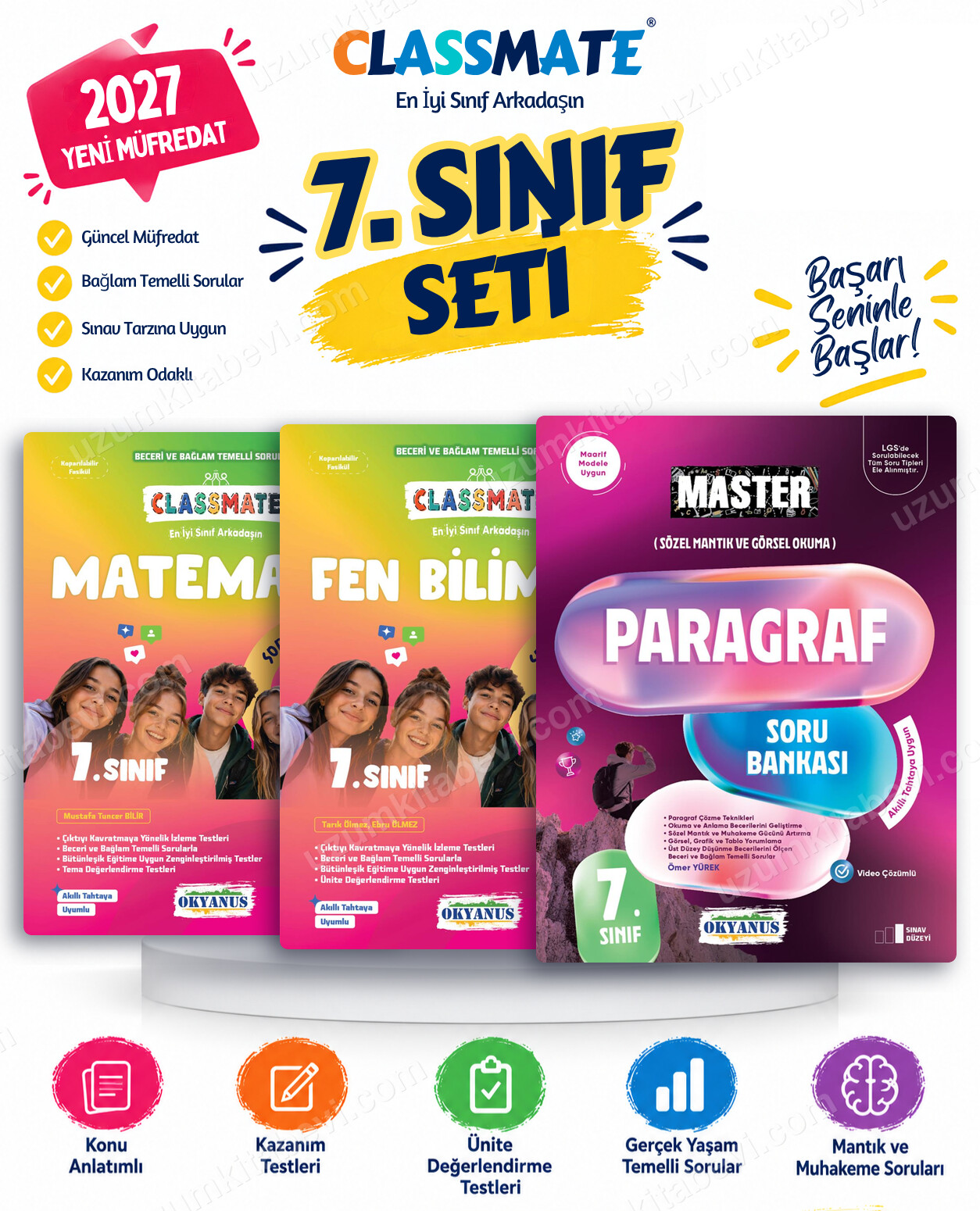 Okyanus Yayıncılık 2027 7. Sınıf Classmate Matematik-Fen Bilimleri Maarif Model Soru Fasikülleri ve Master Paragraf Soru Bankası Seti (3 Kitap) - Okyanus Yayıncılık kitap kapağı