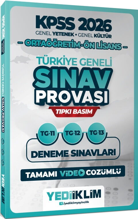 Yediiklim Yayınları 2026 KPSS Ortaöğretim Ön Lisans GY GK Türkiye Geneli Sınav Provası Tıpkı Basım 11-12-13 Deneme - Yediiklim Yayınları kitap kapağı