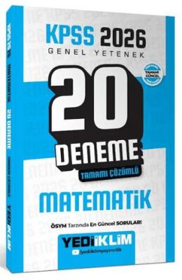 2026 KPSS Genel Yetenek Matematik Tamamı Çözümlü 20 Deneme - Yediiklim Yayınları kitap kapağı