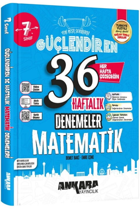 Ankara Yayıncılık 7. Sınıf Matematik 32 Hafta Güçlendiren Denemeleri - Ankara Yayıncılık kitap kapağı