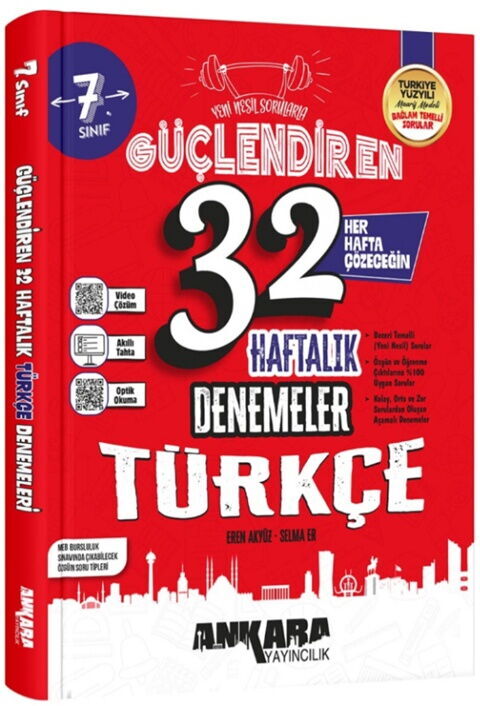 Ankara Yayıncılık 7. Sınıf Türkçe 32 Hafta Güçlendiren Denemeleri - Ankara Yayıncılık kitap kapağı
