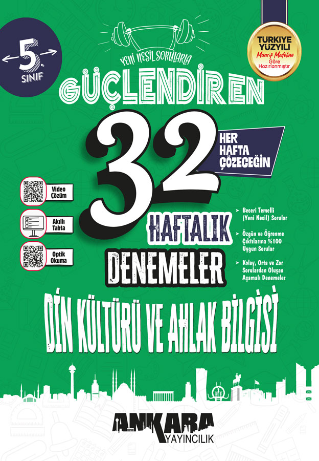 Ankara Yayıncılık 5. Sınıf Güçlendiren 32 Haftalık Din Kültürü ve Ahlak Bilgisi Denemeleri - Ankara Yayıncılık kitap kapağı