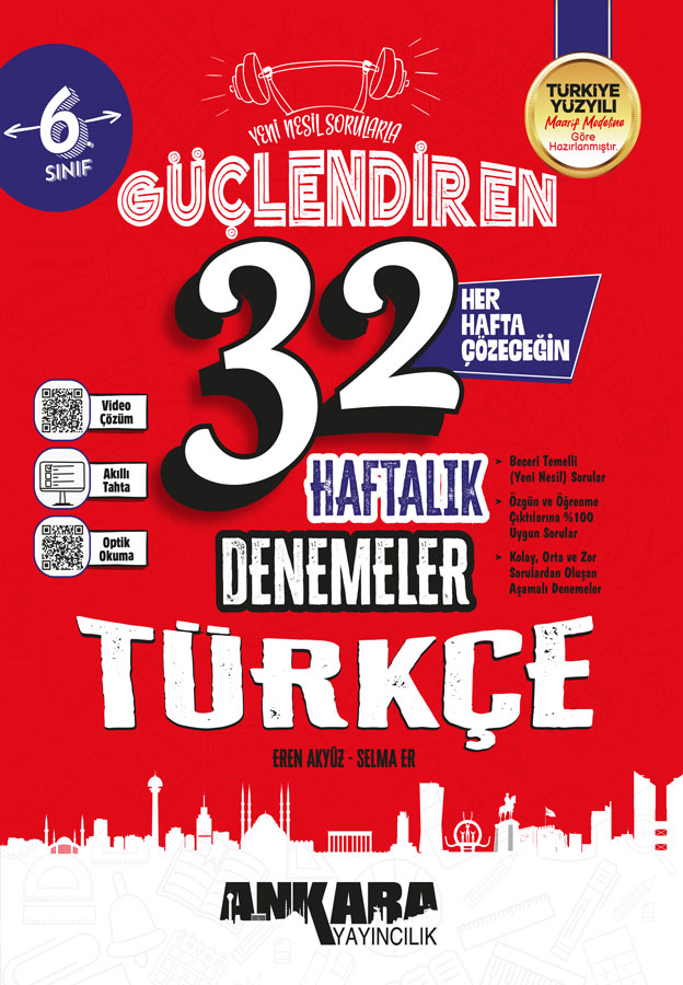 Ankara Yayıncılık 6. Sınıf Güçlendiren 32 Haftalık Türkçe Denemeleri - Ankara Yayıncılık kitap kapağı