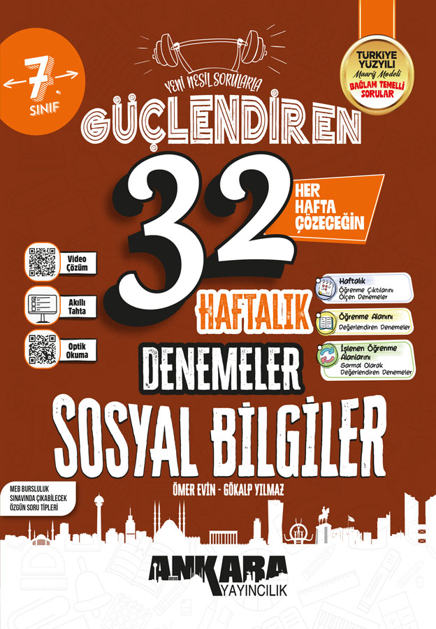 Ankara Yayıncılık 7. Sınıf Güçlendiren 32 Haftalık Sosyal Bilgiler Denemeleri - Ankara Yayıncılık kitap kapağı