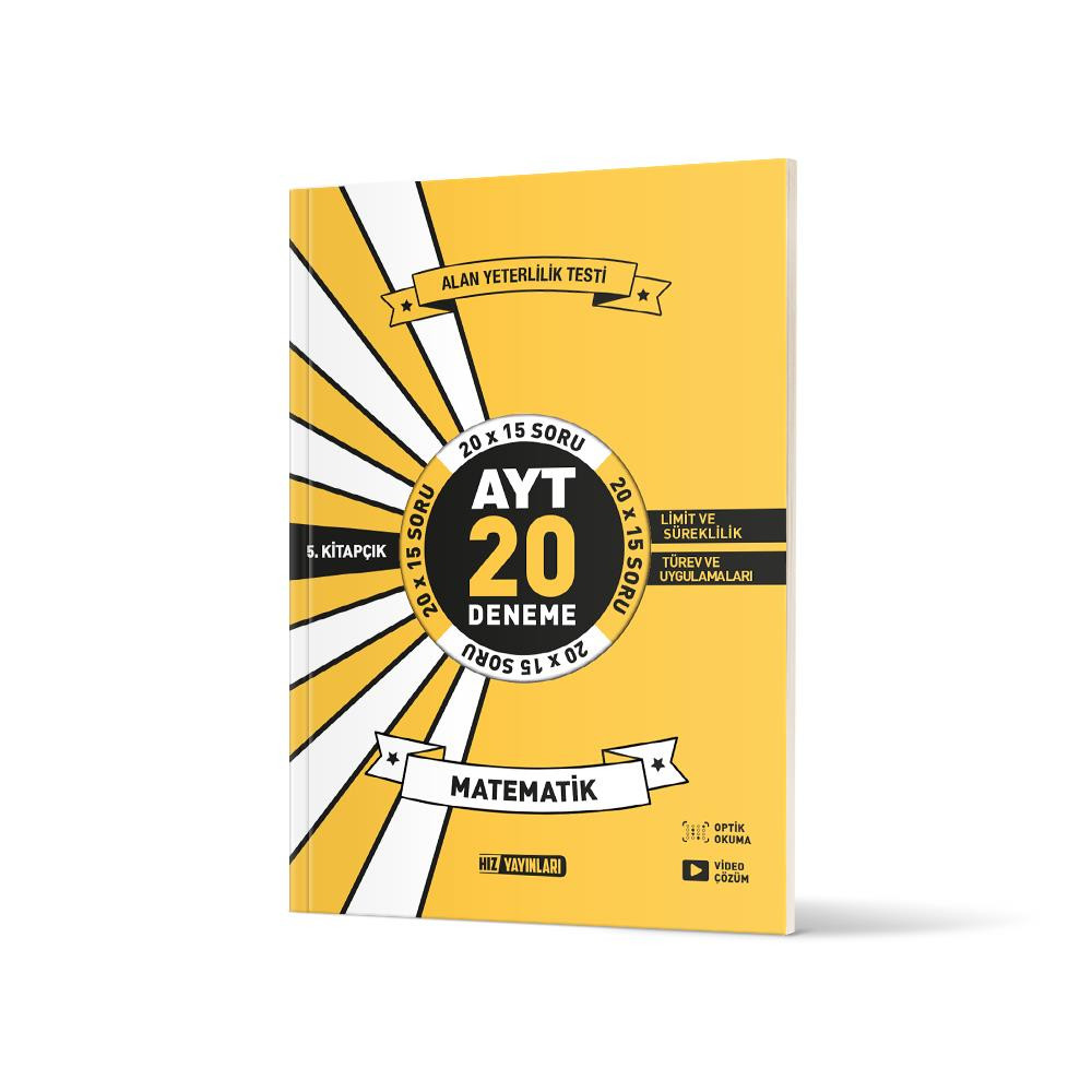 Hız Yayınları YKS AYT Matematik 1. Dönem Konuları 20 Deneme 5. Kitapçık - Hız Yayınları kitap kapağı