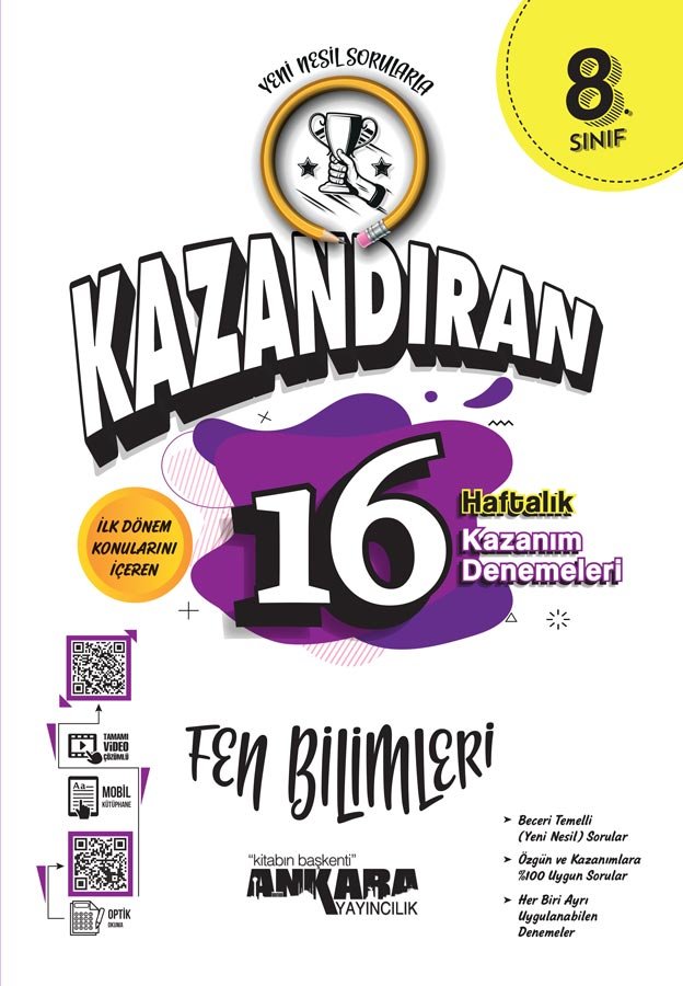 Ankara Yayıncılık LGS Kazandıran 16 Haftalık Fen Bilimleri Kazanım Denemeleri