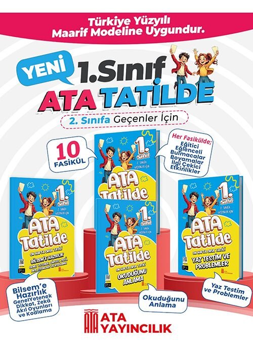 Ata Yayıncılık 2026-2027 Müfredat 1.Sınıf Maarif Model 1. Sınıf Ata Tatilde Setimiz