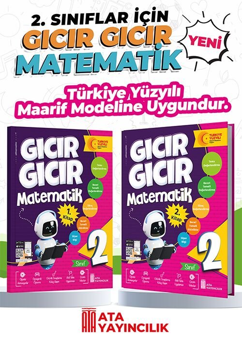 Ata Yayıncılık 2026-2027 Müfredat 2.Sınıf Maarif Model 2. Sınıf Gıcır Gıcır Matematik 1 ve 2. Kitap (2'li Set)