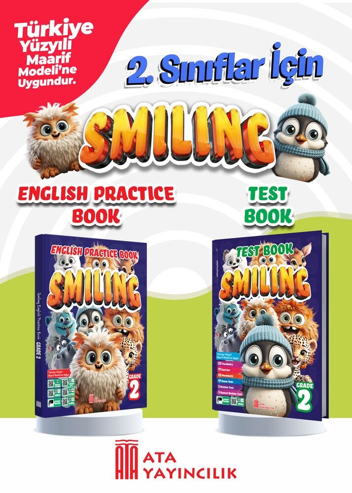 Ata Yayıncılık 2026-2027 Müfredat 2.Sınıf Maarif Model 2. Sınıf Smiling English Practice Book + Smiling Test Book Set