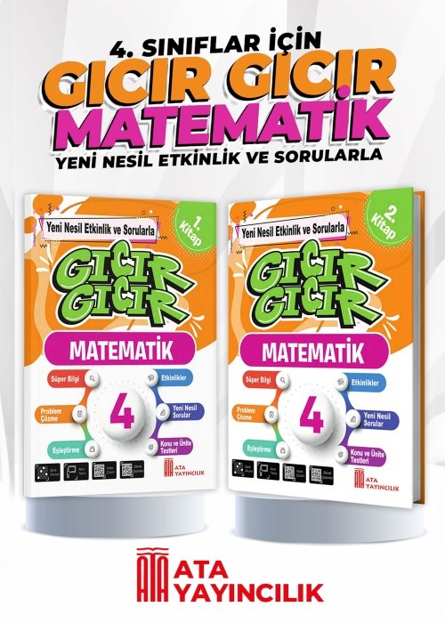 Ata Yayıncılık 2026 4.Sınıf Gıcır Gıcır Matematik 1 ve 2. Kitap (2'li kitap)