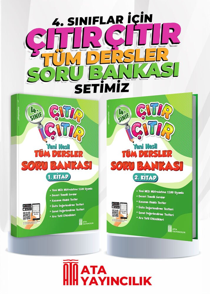 Ata Yayıncılık 2026 4. Sınıf Çıtır Çıtır Tüm Dersler Soru Bankası Set 1 ve 2. Kitap (1 ve 2. Dönem)