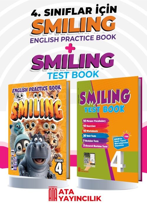 Ata Yayıncılık 4.Sınıf 2026 4. Sınıf Smiling English Practice Book + Smiling Test Book Set
