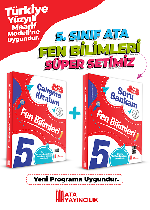 Ata Yayıncılık 5. Sınıf %100 Maarif Model 5. Sınıf Fen Bilimleri Süper Set Soru Bankam + Çalışma Kitabım