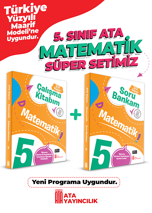 Ata Yayıncılık 5. Sınıf %100 Maarif Model 5. Sınıf Matematik Süper Set Soru Bankam + Çalışma Kitabım
