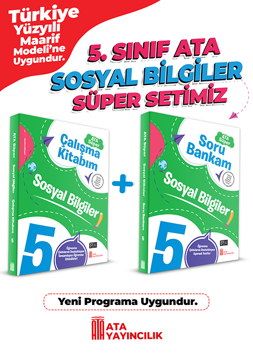 Ata Yayıncılık 5. Sınıf %100 Maarif Model 5. Sınıf Sosyal Bilgiler Süper Set Soru Bankam + Çalışma Kitabım