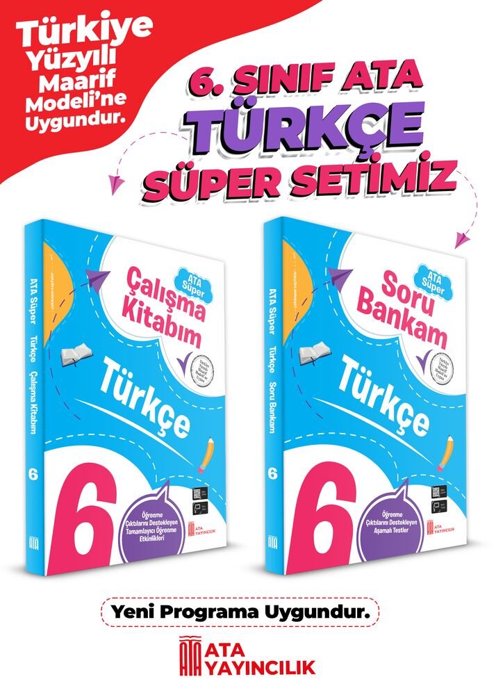 Ata Yayıncılık 6. Sınıf %100 Maarif Model 6. Sınıf Türkçe Süper Set (Soru Bankam + Çalışma Kitabım)