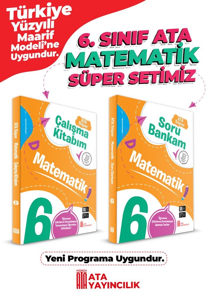 Ata Yayıncılık 6. Sınıf %100 Maarif Model 6. Sınıf Matematik Süper Set (Soru Bankam + Çalışma Kitabım)