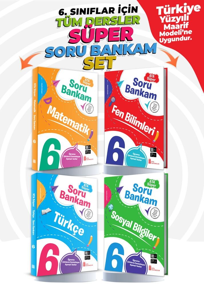 Ata Yayıncılık 6. Sınıf %100 Maarif Model 6. Sınıf Tüm Dersler Süper Soru Bankam Set