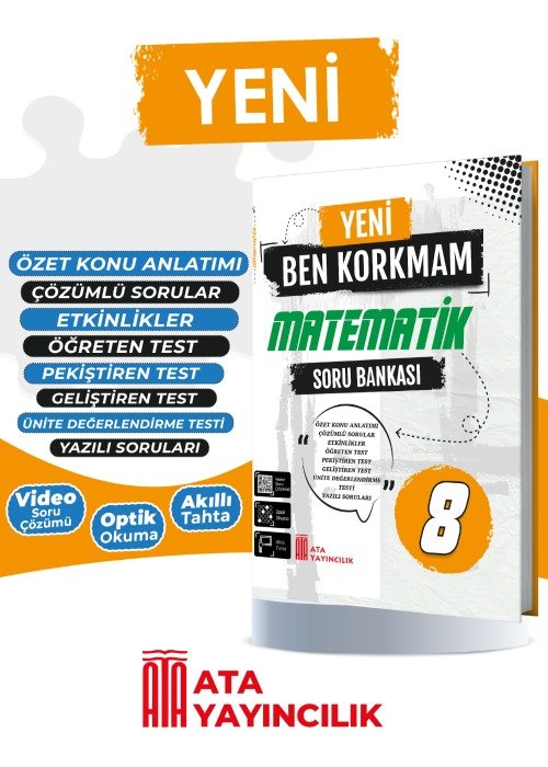 Ata Yayıncılık 8. Sınıf %MEB Uyumlu Lgs Hazırlık 8. Sınıf Yeni Ben Korkmam Matematik Soru Bankası