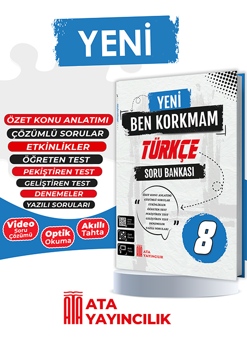 Ata Yayıncılık 8. Sınıf %MEB Uyumlu Lgs Hazırlık 8. Sınıf Yeni Ben Korkmam Türkçe Soru Bankası