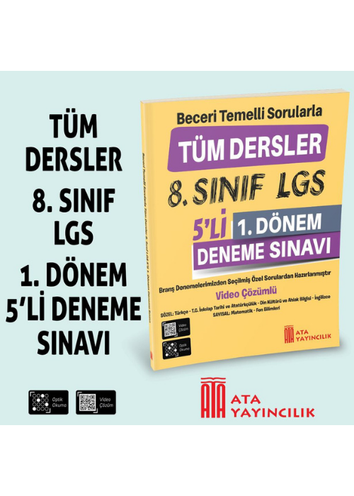 Ata Yayıncılık 8. Sınıf %MEB Uyumlu Lgs Hazırlık 8. Sınıf LGS 5'li 1. Dönem Deneme Sınavı